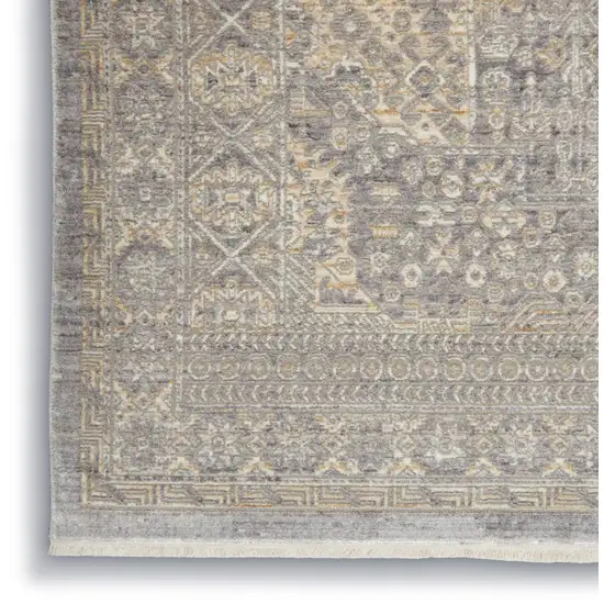 Gray And Beige Floral Non Skid Area Rug With Fringe Photo 8