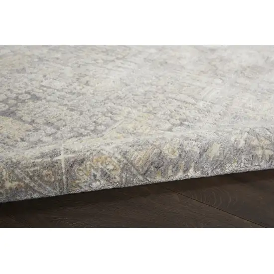 Gray And Beige Floral Non Skid Area Rug With Fringe Photo 7