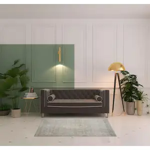 Photo of Gray And Beige Floral Non Skid Area Rug With Fringe