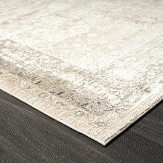 Gray And Beige Floral Square Rug Photo 4