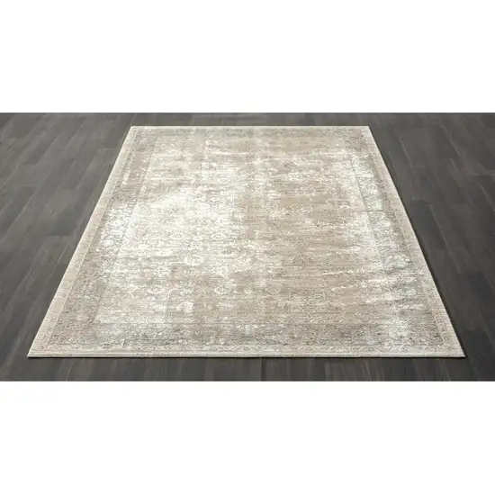 Gray And Beige Floral Square Rug Photo 3