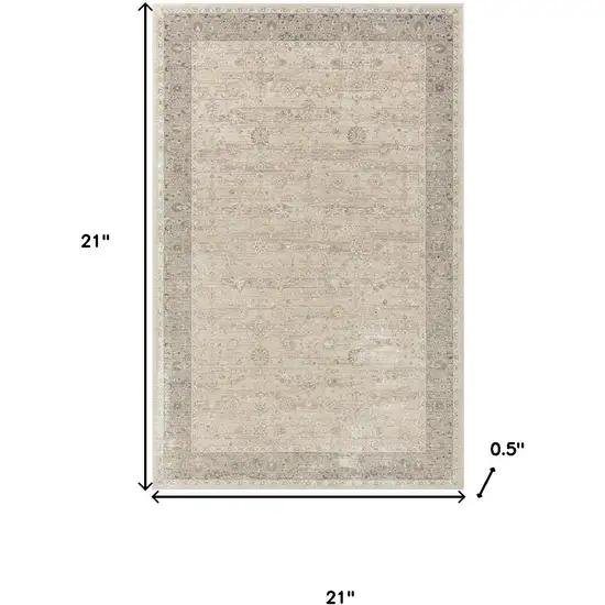 Gray And Beige Floral Square Rug Photo 8
