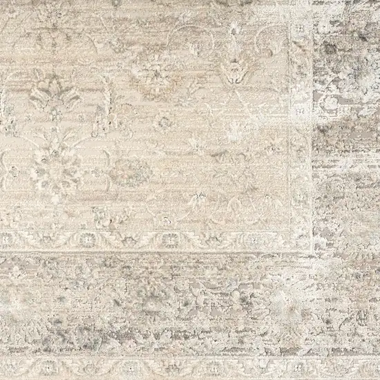 Gray And Beige Floral Square Rug Photo 7