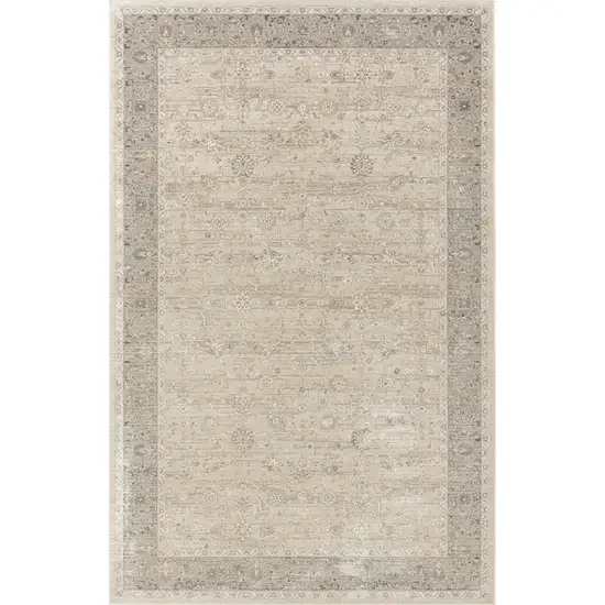 Gray And Beige Floral Square Rug Photo 1