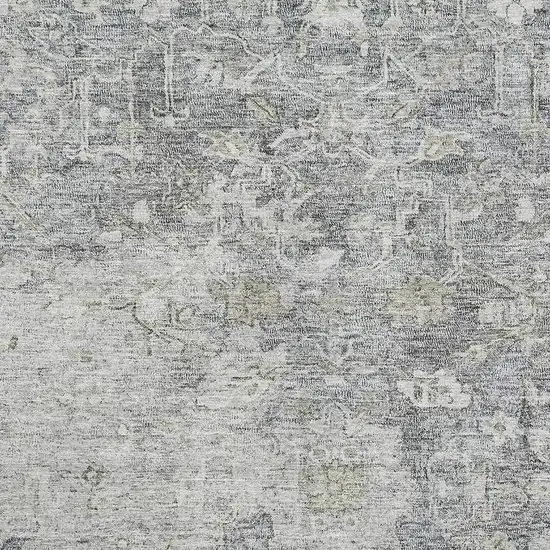 Gray And Beige Floral Washable Area Rug With UV Protection Photo 3