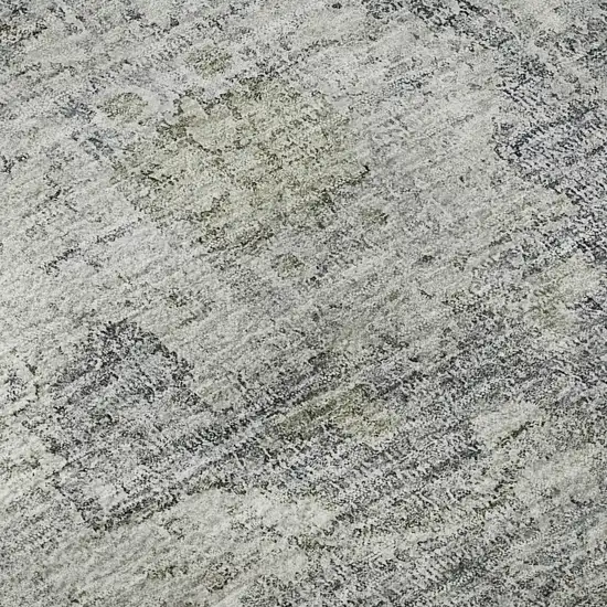 Gray And Beige Floral Washable Area Rug With UV Protection Photo 9