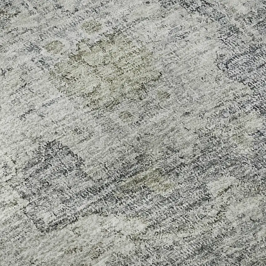 Gray And Beige Floral Washable Area Rug With UV Protection Photo 9