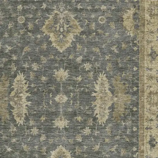 Gray And Beige Floral Washable Indoor Outdoor Area Rug Photo 3