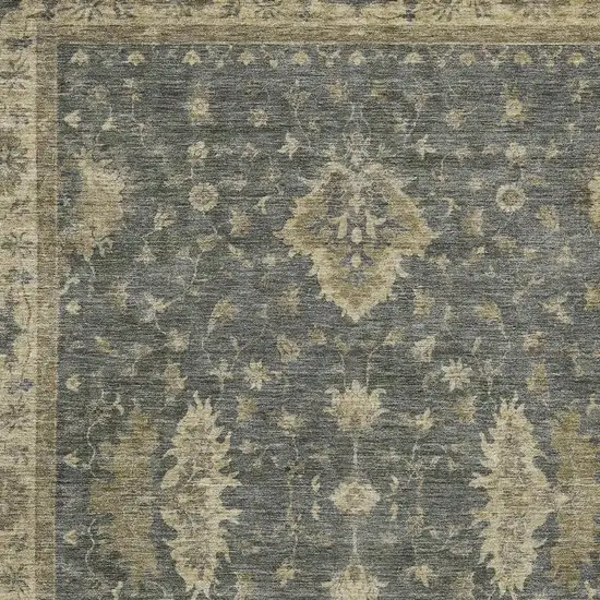 Gray And Beige Floral Washable Indoor Outdoor Area Rug Photo 4