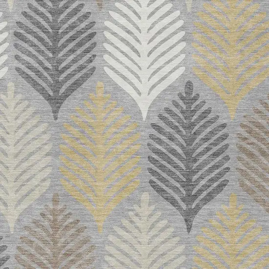 Gray And Beige Floral Washable Indoor Outdoor Area Rug Photo 3