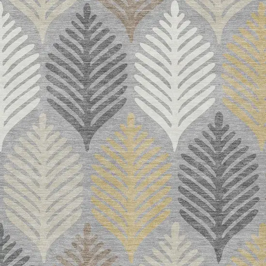 Gray And Beige Floral Washable Indoor Outdoor Area Rug Photo 3