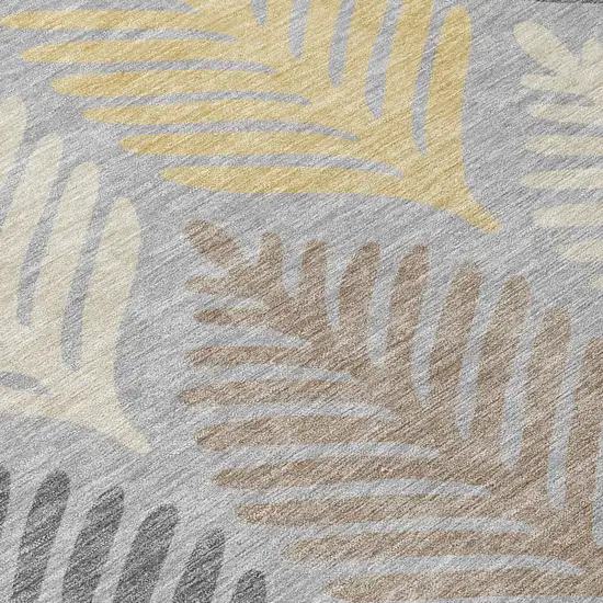 Gray And Beige Floral Washable Indoor Outdoor Area Rug Photo 6