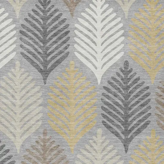 Gray And Beige Floral Washable Indoor Outdoor Area Rug Photo 3