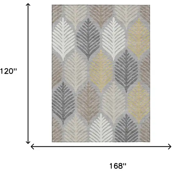 Gray And Beige Floral Washable Indoor Outdoor Area Rug Photo 7
