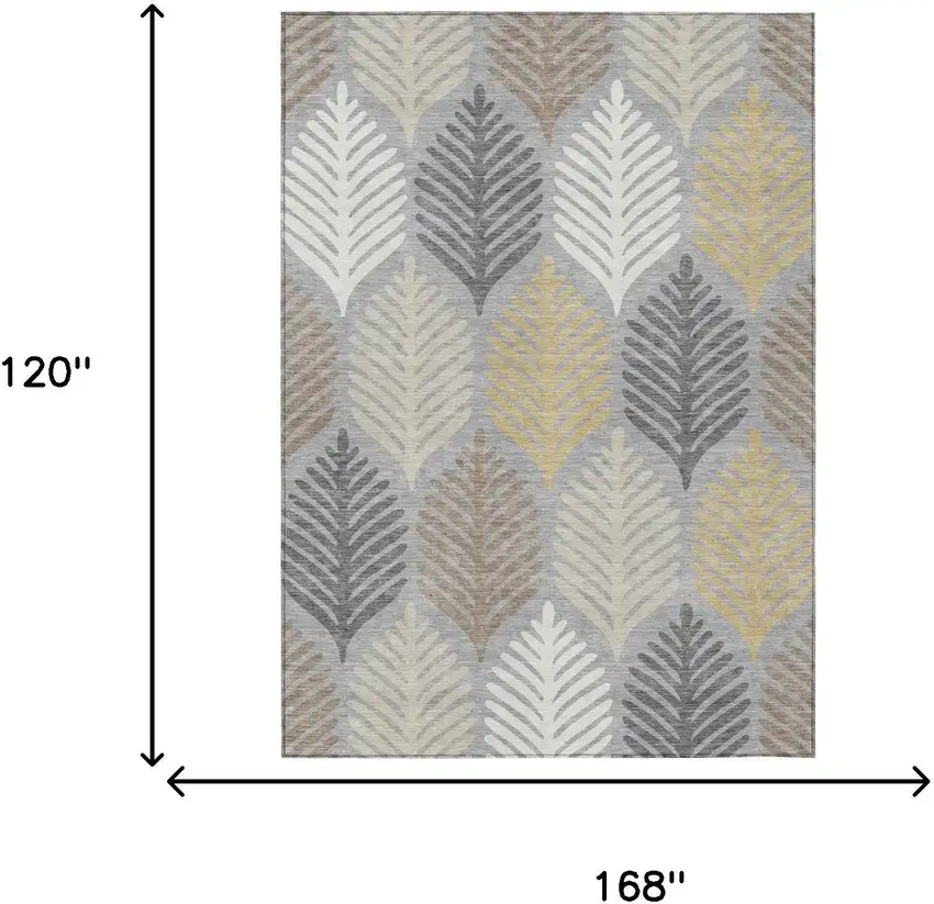 Gray And Beige Floral Washable Indoor Outdoor Area Rug Photo 7