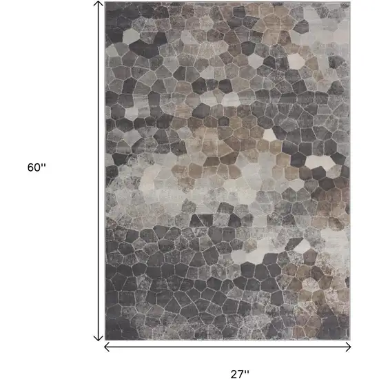 Gray And Beige Geometric Area Rug Photo 7