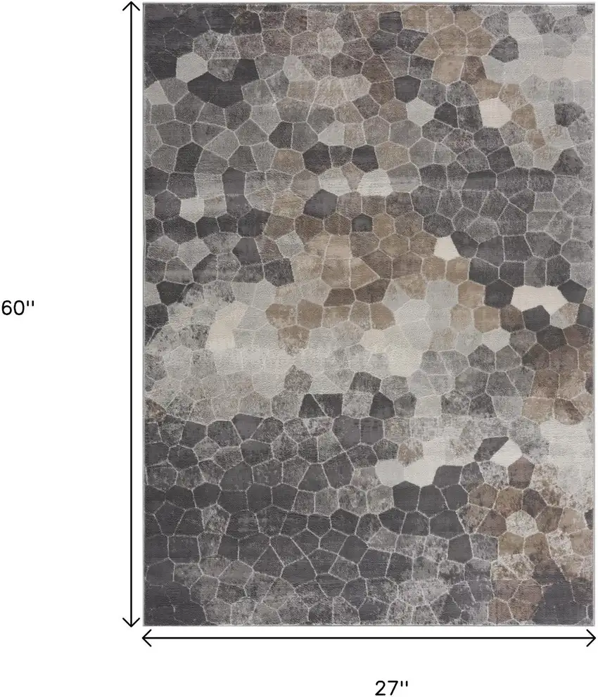 Gray And Beige Geometric Area Rug Photo 7
