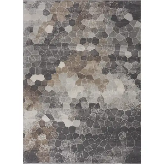Gray And Beige Geometric Area Rug Photo 3