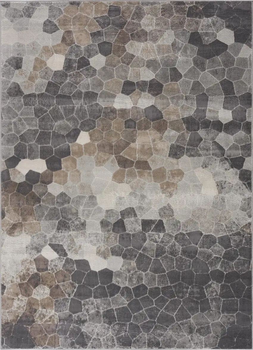 Gray And Beige Geometric Area Rug Photo 3