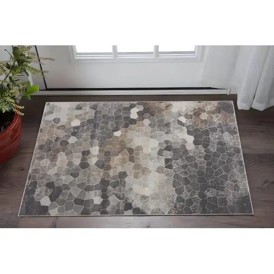 Gray And Beige Geometric Area Rug Photo 2