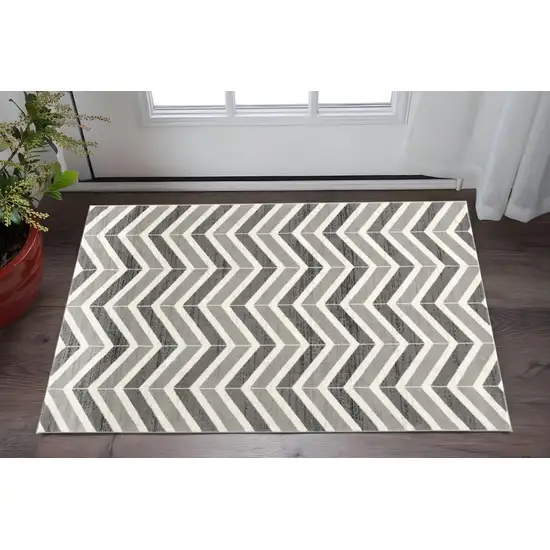 Gray And Beige Geometric Area Rug Photo 1