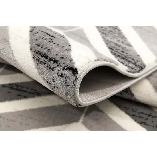 Gray And Beige Geometric Area Rug Photo 8