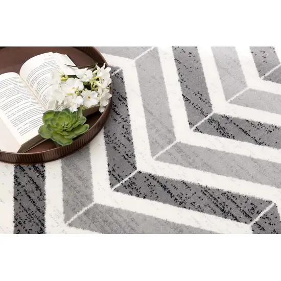 Gray And Beige Geometric Area Rug Photo 7