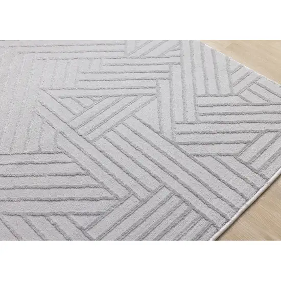 Gray And Beige Geometric Area Rug Photo 8