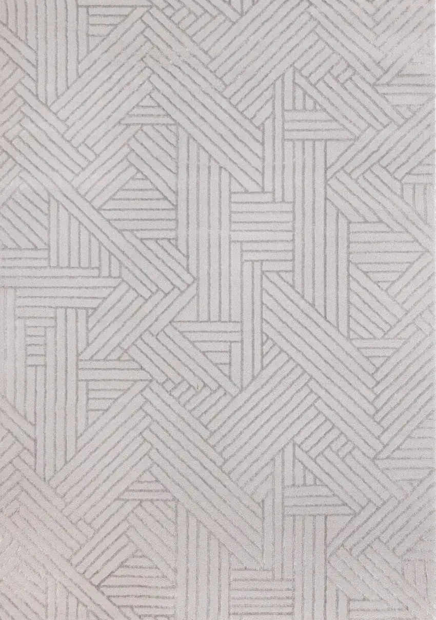 Gray And Beige Geometric Area Rug Photo 2