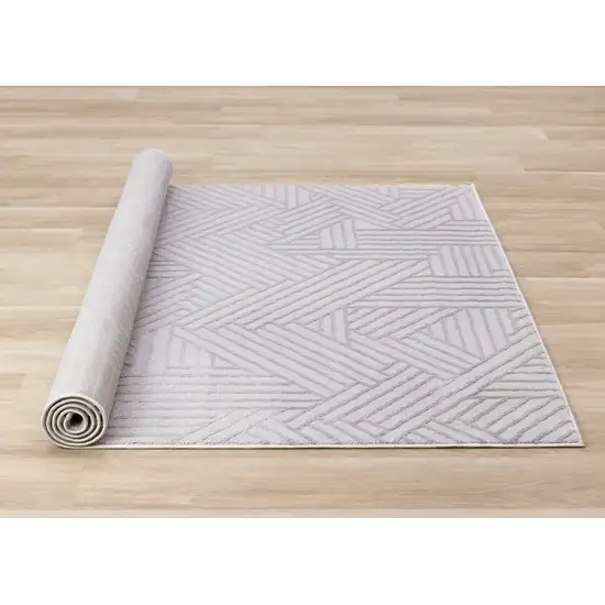 Gray And Beige Geometric Area Rug Photo 9