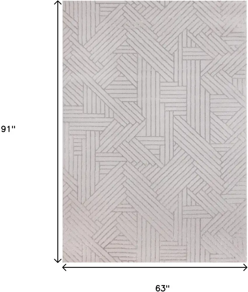 Gray And Beige Geometric Area Rug Photo 3