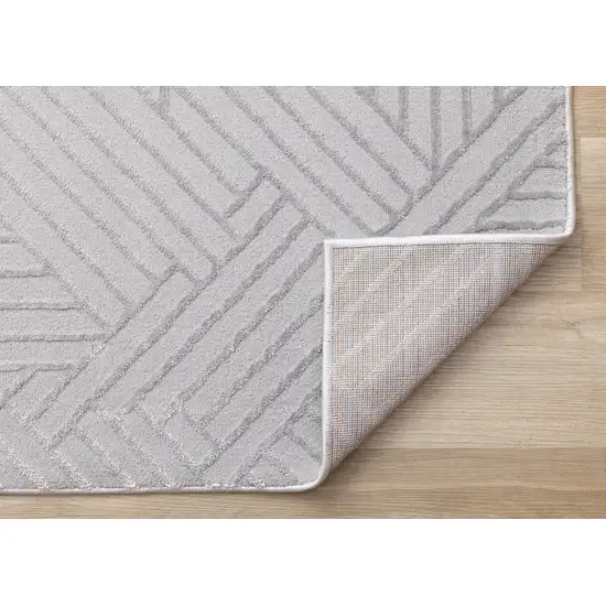 Gray And Beige Geometric Area Rug Photo 9