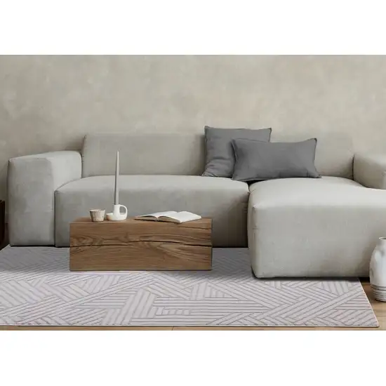 Gray And Beige Geometric Area Rug Photo 7