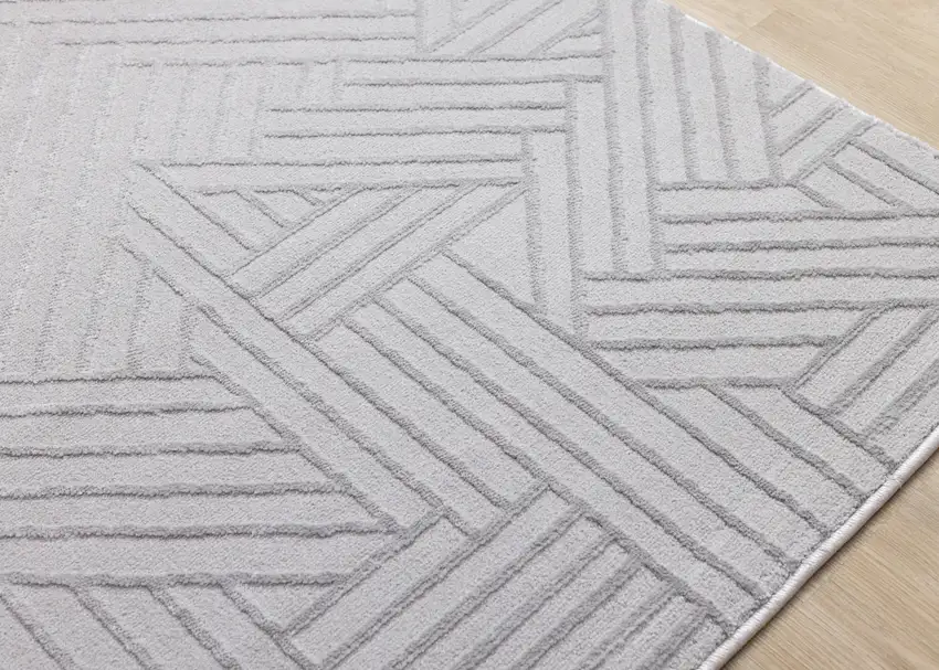 Gray And Beige Geometric Area Rug Photo 8