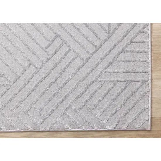 Gray And Beige Geometric Area Rug Photo 9