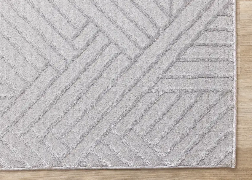 Gray And Beige Geometric Area Rug Photo 9