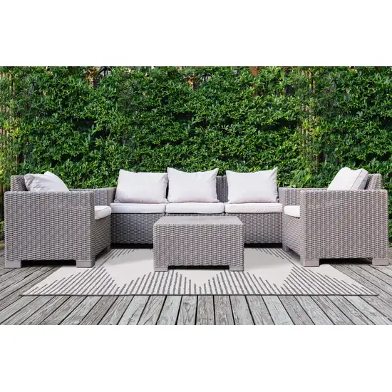 Gray And Beige Geometric Area Rug Photo 5