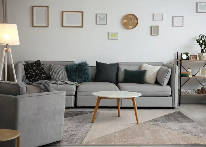 Gray And Beige Geometric Area Rug Photo 6