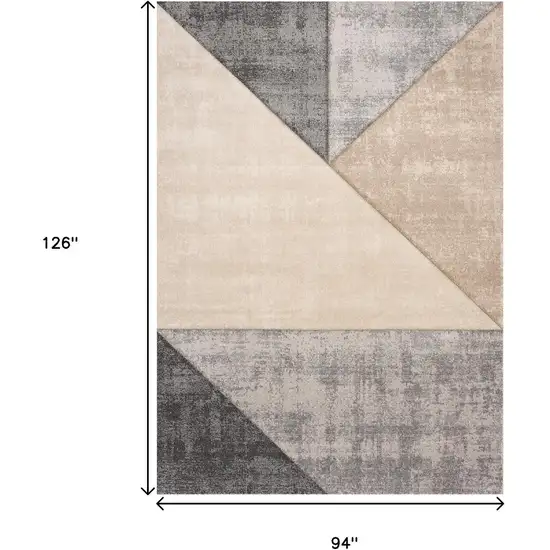 Gray And Beige Geometric Area Rug Photo 3
