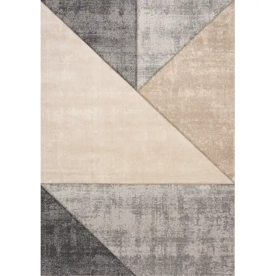 Gray And Beige Geometric Area Rug Photo 2