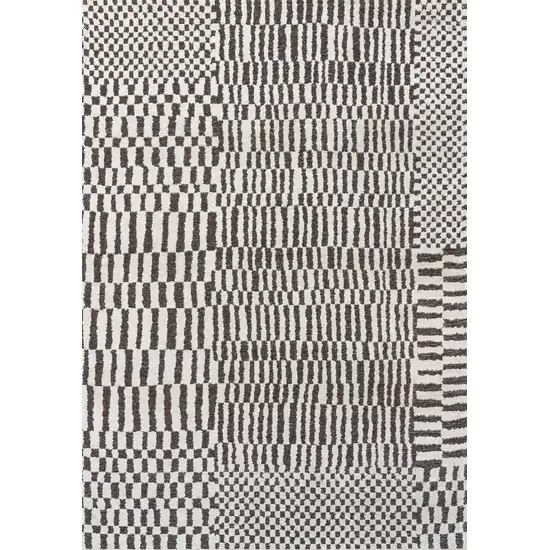 Gray And Beige Geometric Berber Washable Area Rug With UV Protection Photo 7