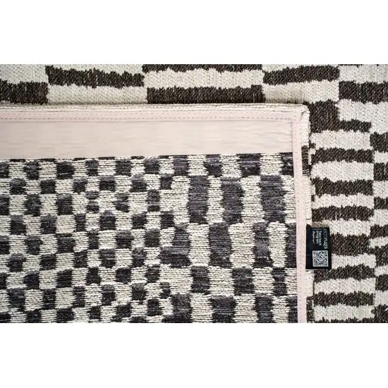 Gray And Beige Geometric Berber Washable Area Rug With UV Protection Photo 5