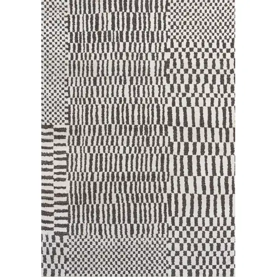 Gray And Beige Geometric Berber Washable Area Rug With UV Protection Photo 2