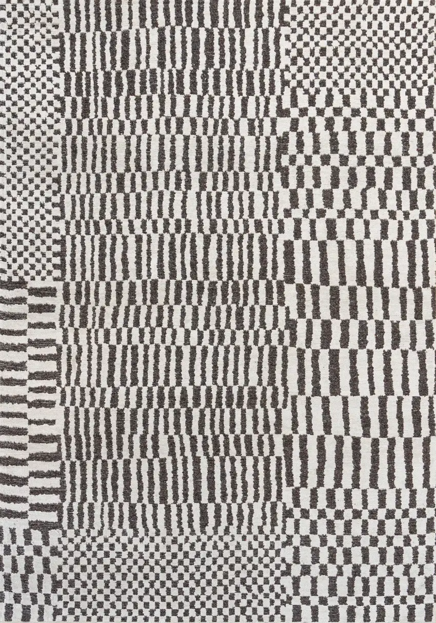 Gray And Beige Geometric Berber Washable Area Rug With UV Protection Photo 2