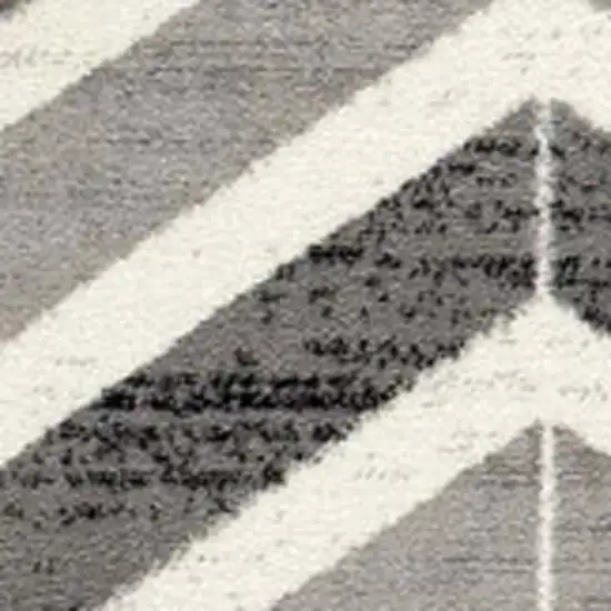 Gray And Beige Geometric Runner Rug Photo 3