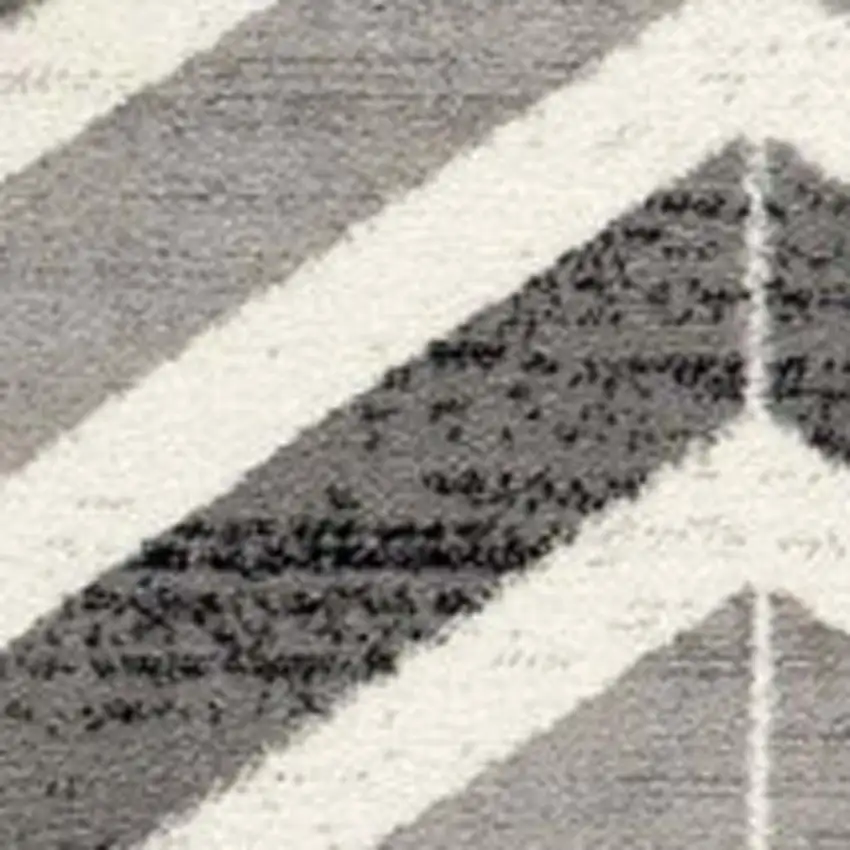 Gray And Beige Geometric Runner Rug Photo 3