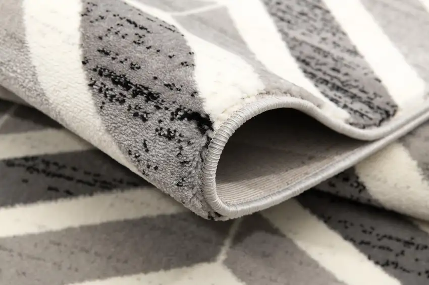 Gray And Beige Geometric Runner Rug Photo 7