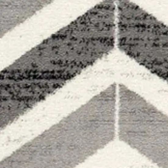 Gray And Beige Geometric Runner Rug Photo 4