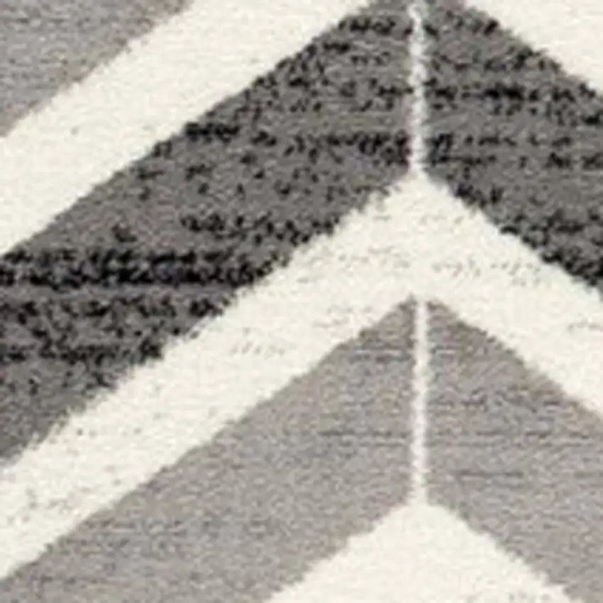 Gray And Beige Geometric Runner Rug Photo 4