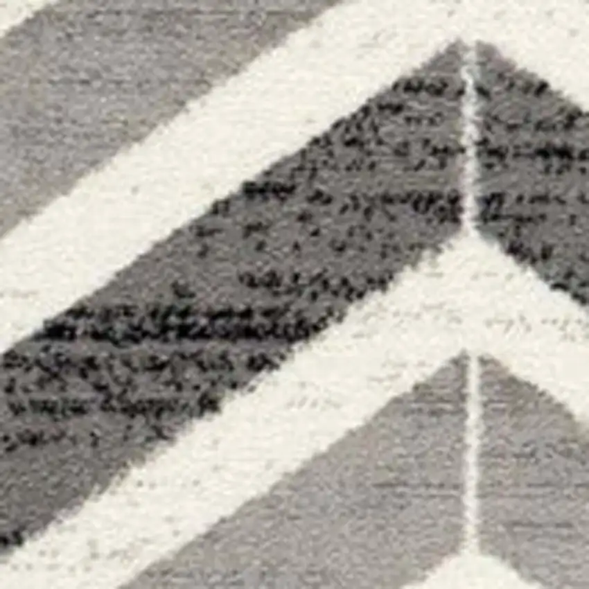 Gray And Beige Geometric Runner Rug Photo 3